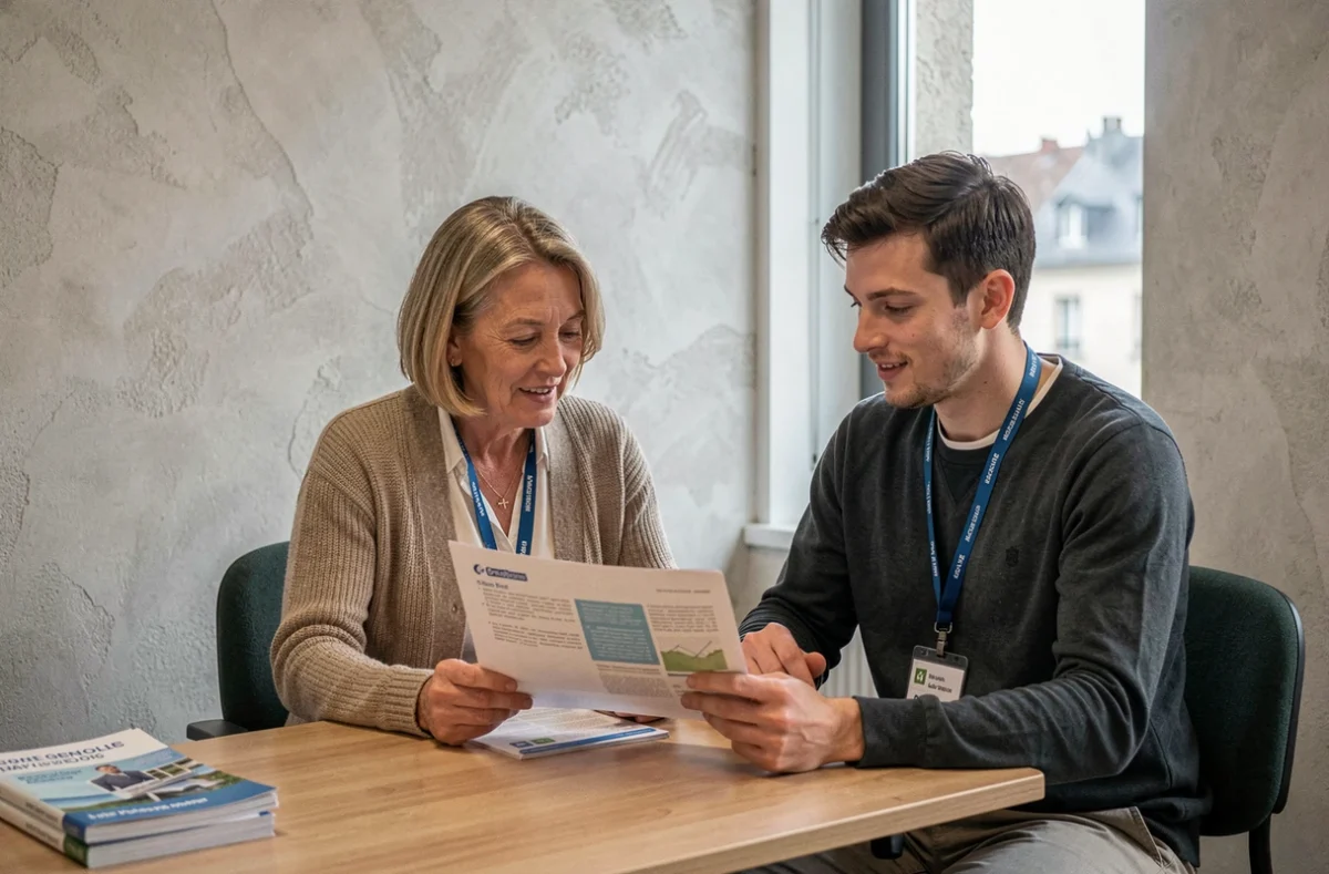 Agent et usager consultant ensemble un guide des services Pia convergence Grenoble