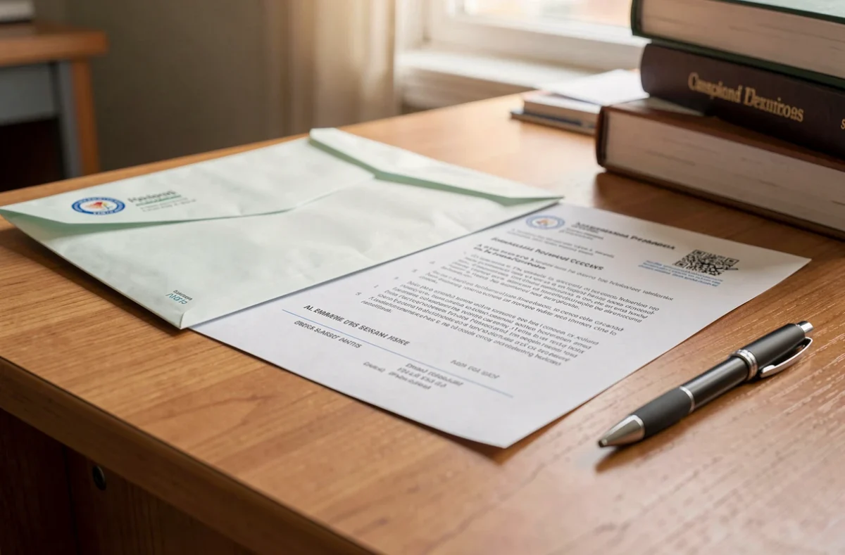 Courrier administratif posé sur le bureau d'un secrétariat d'établissement