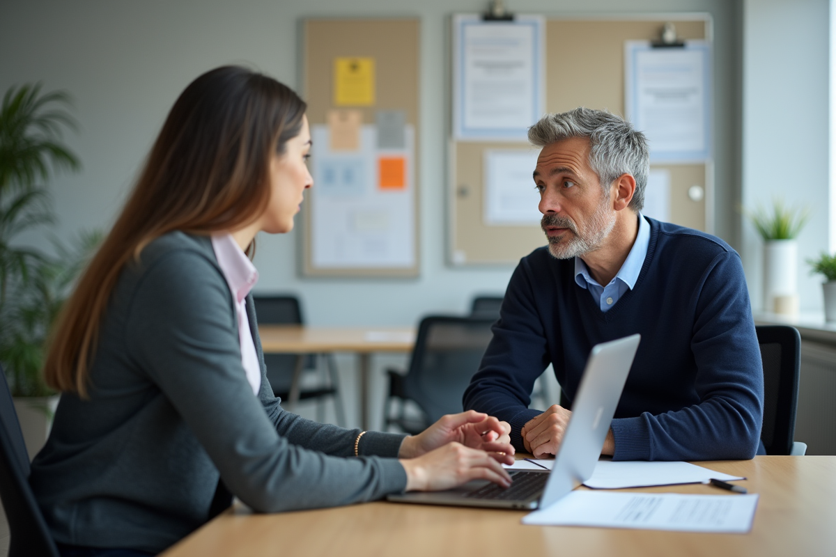 Homme et femme discutant lors d
