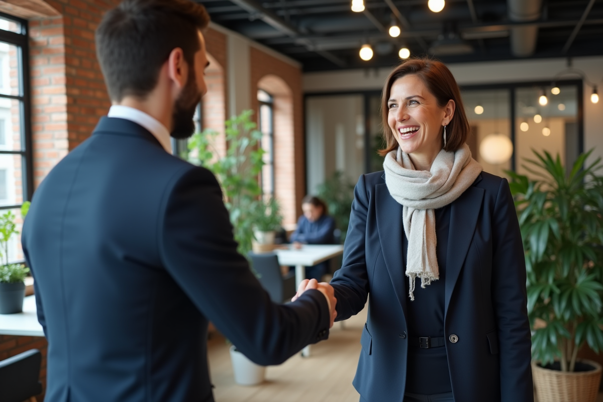 Manager serrant la main d