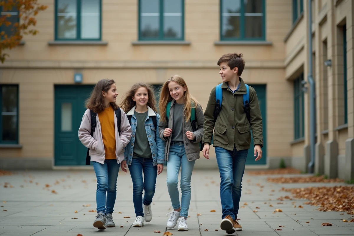 Des collégiens entrent dans la cour d'un collège du Loir-et-Cher à la rentrée scolaire